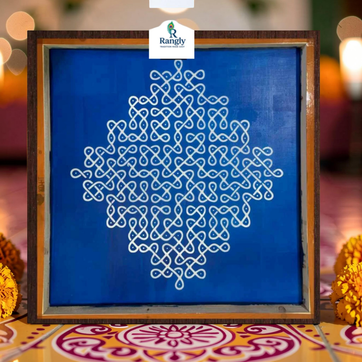 Rangly Jumbo Neli Big Kolam Design Stencil Wooden 24x24 Inches Pack of 1 piece