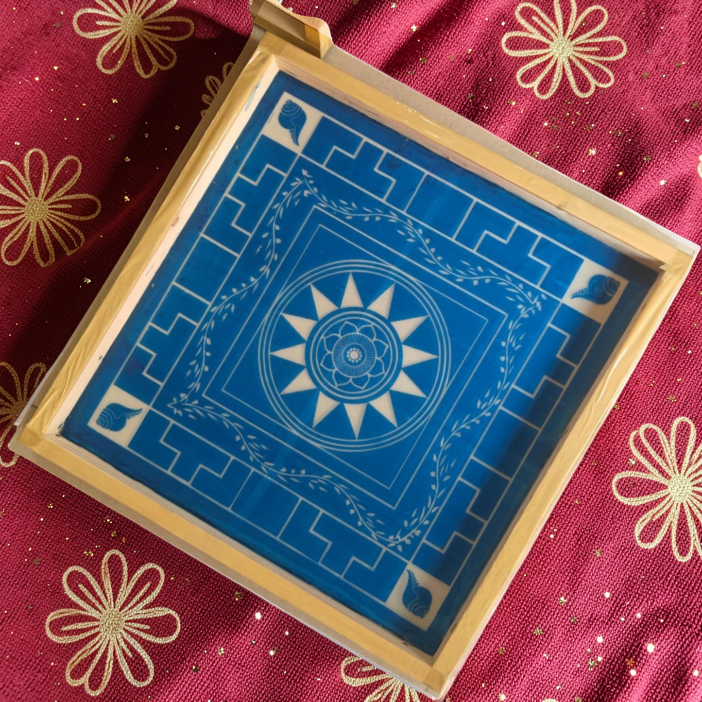 Rangly Jumbo Chakramandala Yantra Rangoli Design Stencil Wooden 40x40 Inches Pack of 1 piece