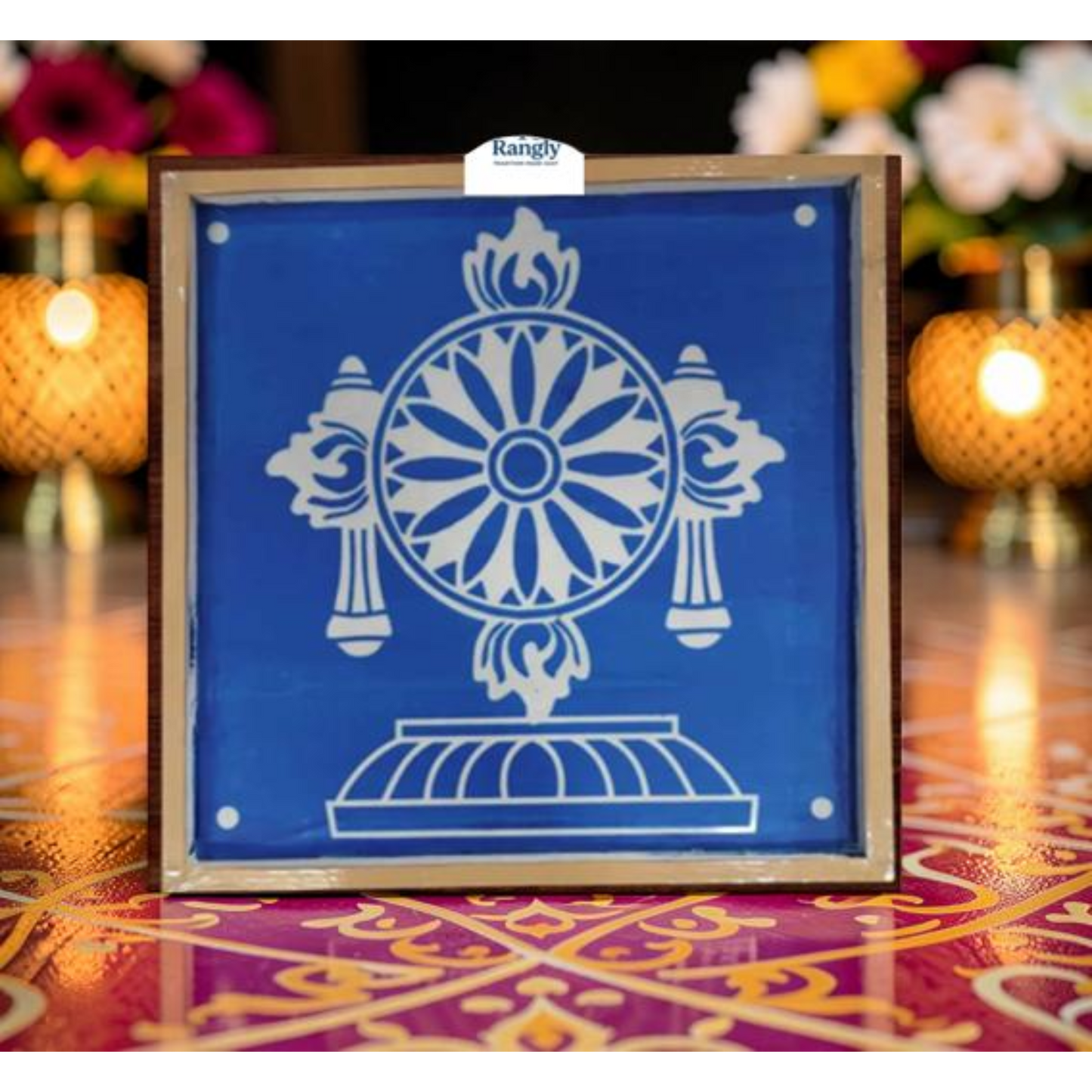Rangly Chakra Kolam Stencil Design Stencil Wooden 40x40 Inches Pack of 1 piece
