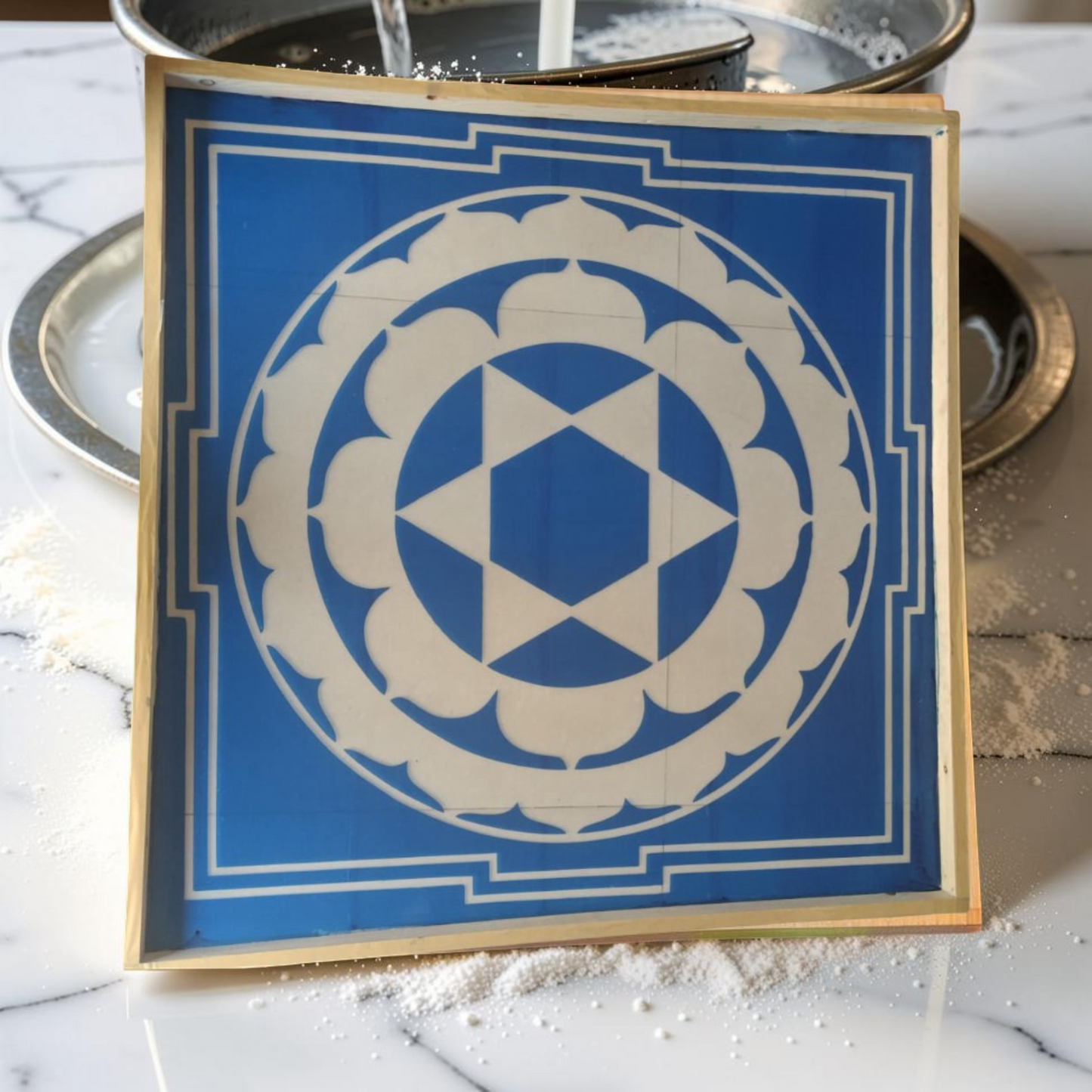 Rangly Sudarasana Yantra Rangoli Design Stencil Wooden 40x40 Inches Pack of 1 piece