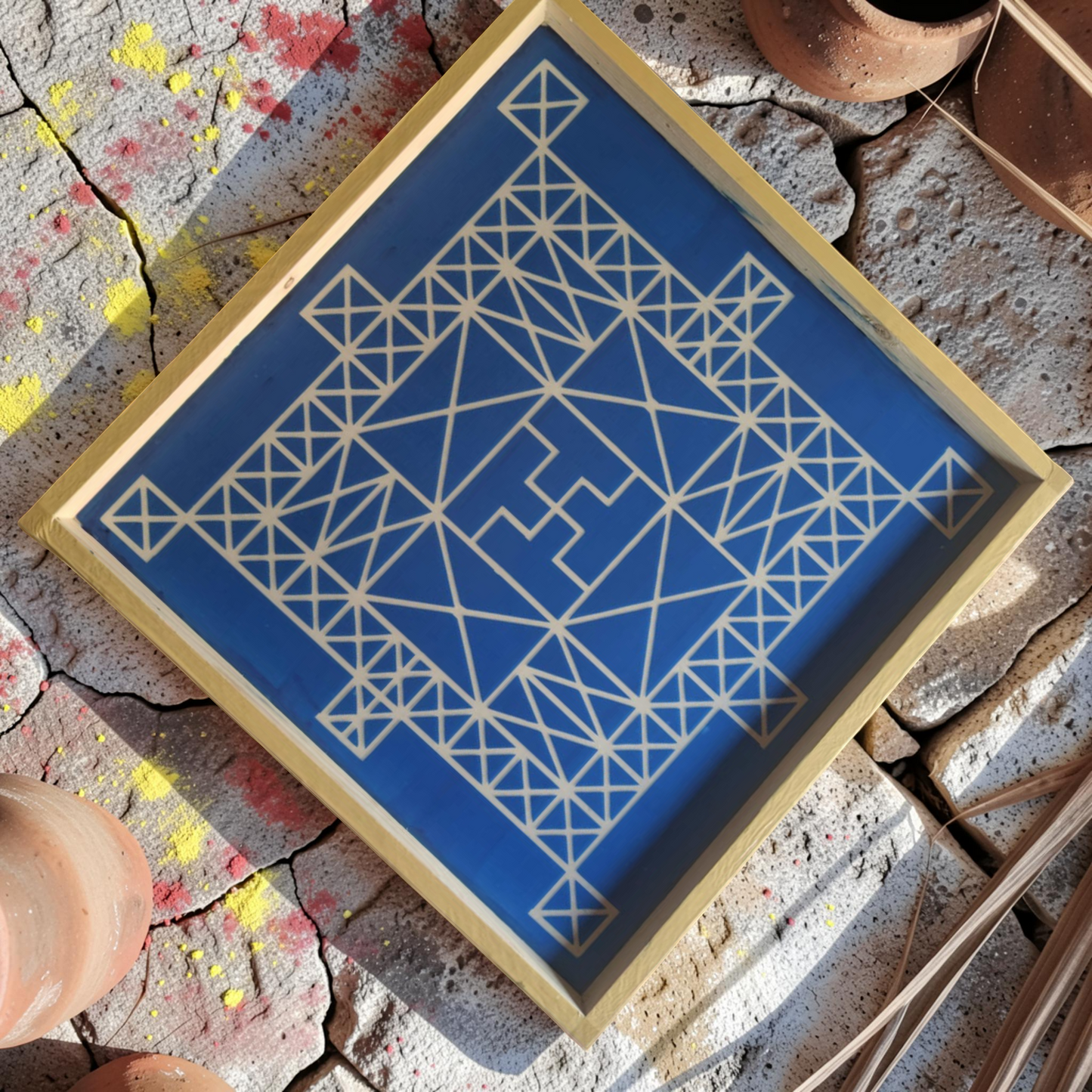 Rangly Vasthu Bali Padmam Yantra Rangoli Design Stencil Wooden 24x24 Inches Pack of 1 piece