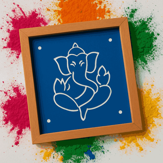 Rangly Ganesh Rangoli Stencil Wooden 5x5 Inches Pack of 1 piece