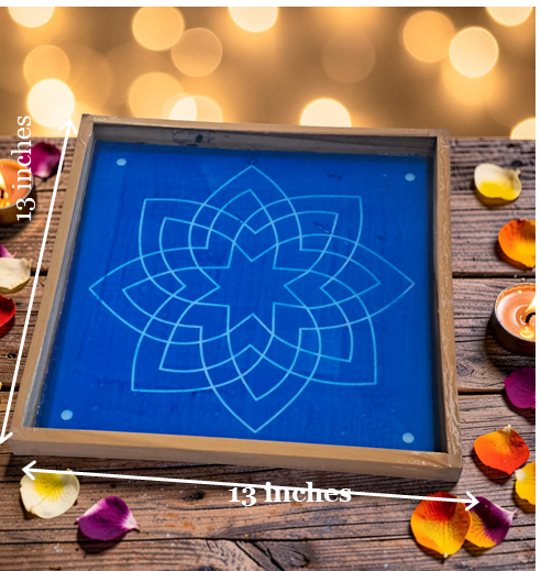 Rangly Hruday Kamal Kolam Rangoli Design Stencil Wooden 13x13 Inches Pack of 1 piece