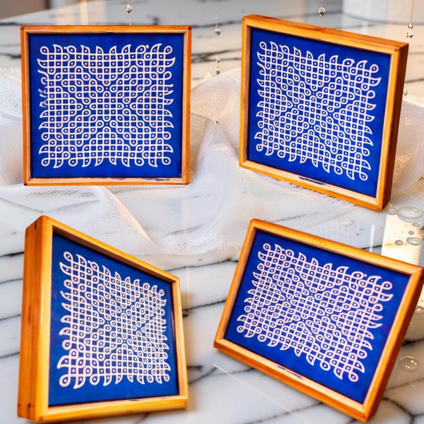 Rangly Jumbo Chikku Kolam Model 3 Rangoli Design Stencil Wooden 24x24 Inches Pack of 1 piece
