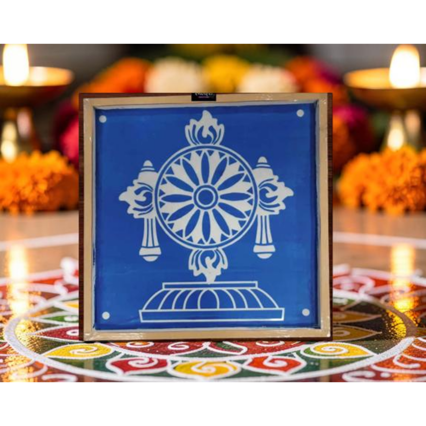 Rangly Jumbo Chakra Kolam Stencil Wooden 16x16 Inches Pack of 1 piece