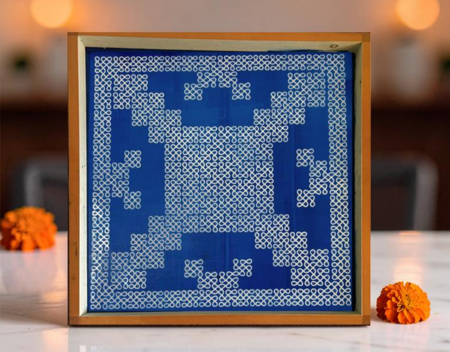 Rangly Jumbo Square South Indian Big Kolam Design Stencil Wooden 20x20 Inches Pack of 1 piece