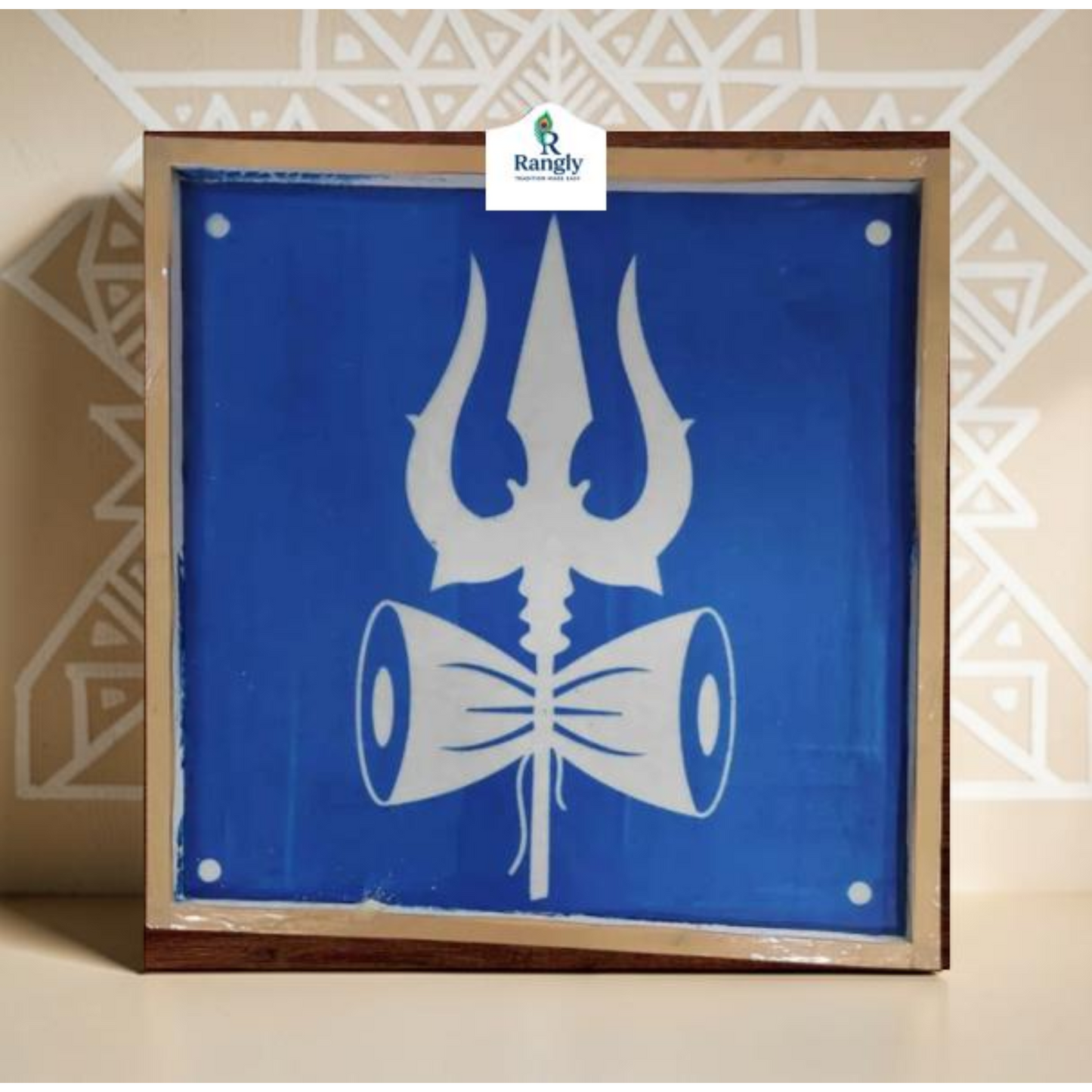Trishul Face Kolam Stencil - Symbol of Divine Power and Protection