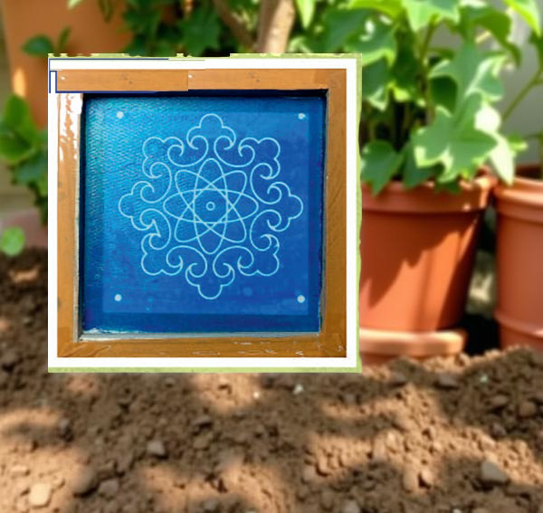 Rangly Floral geometric pattern Rangoli Stencil Wooden 5X5 inches Pack of 1 piece