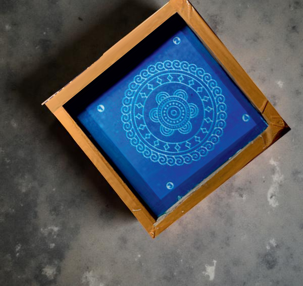 Rangly Circular floral pattern Rangoli Stencil Wooden 5*5 Inches Pack of 1 piece