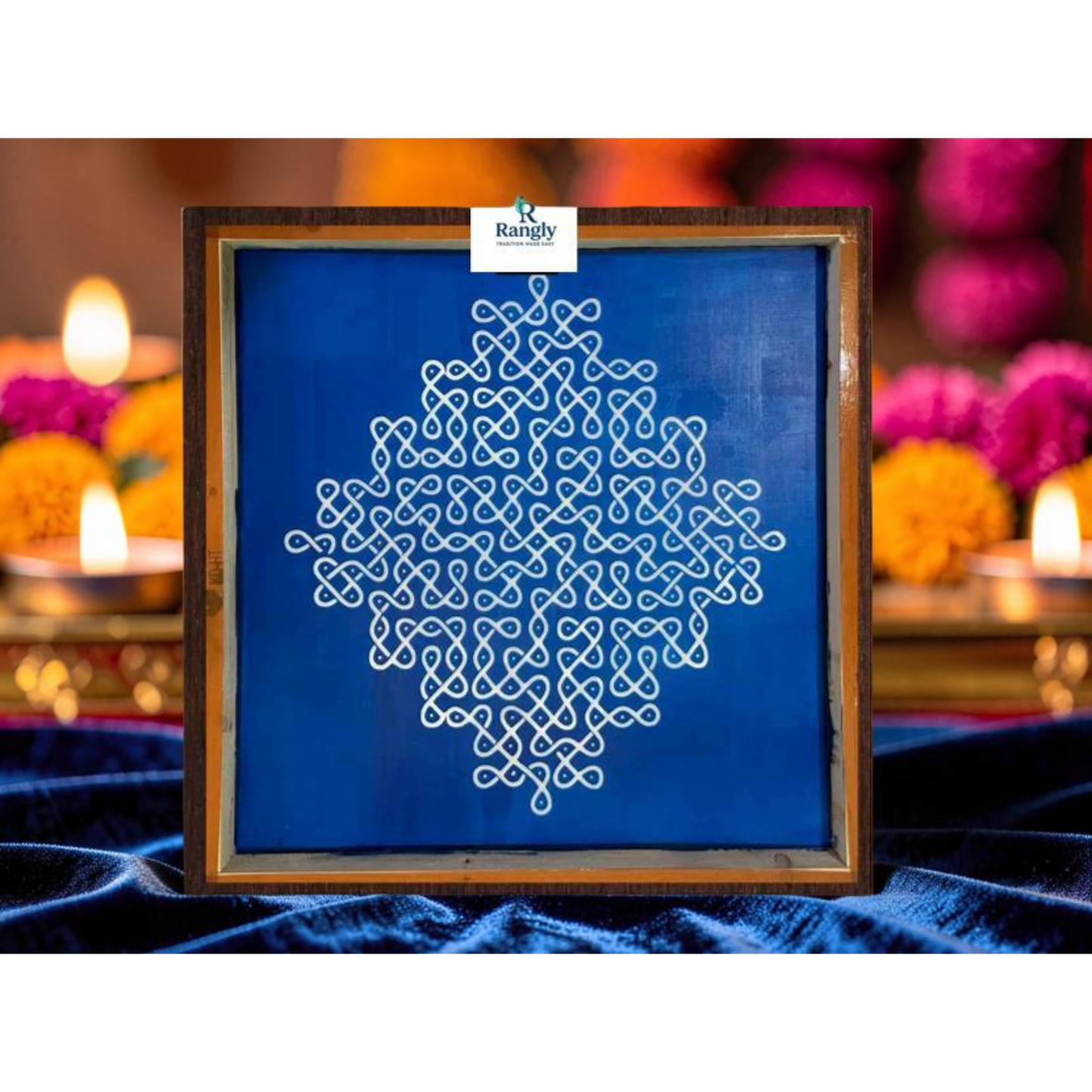 Rangly Jumbo Neli Big Kolam Design Stencil Wooden 30x30 Inches Pack of 1 piece