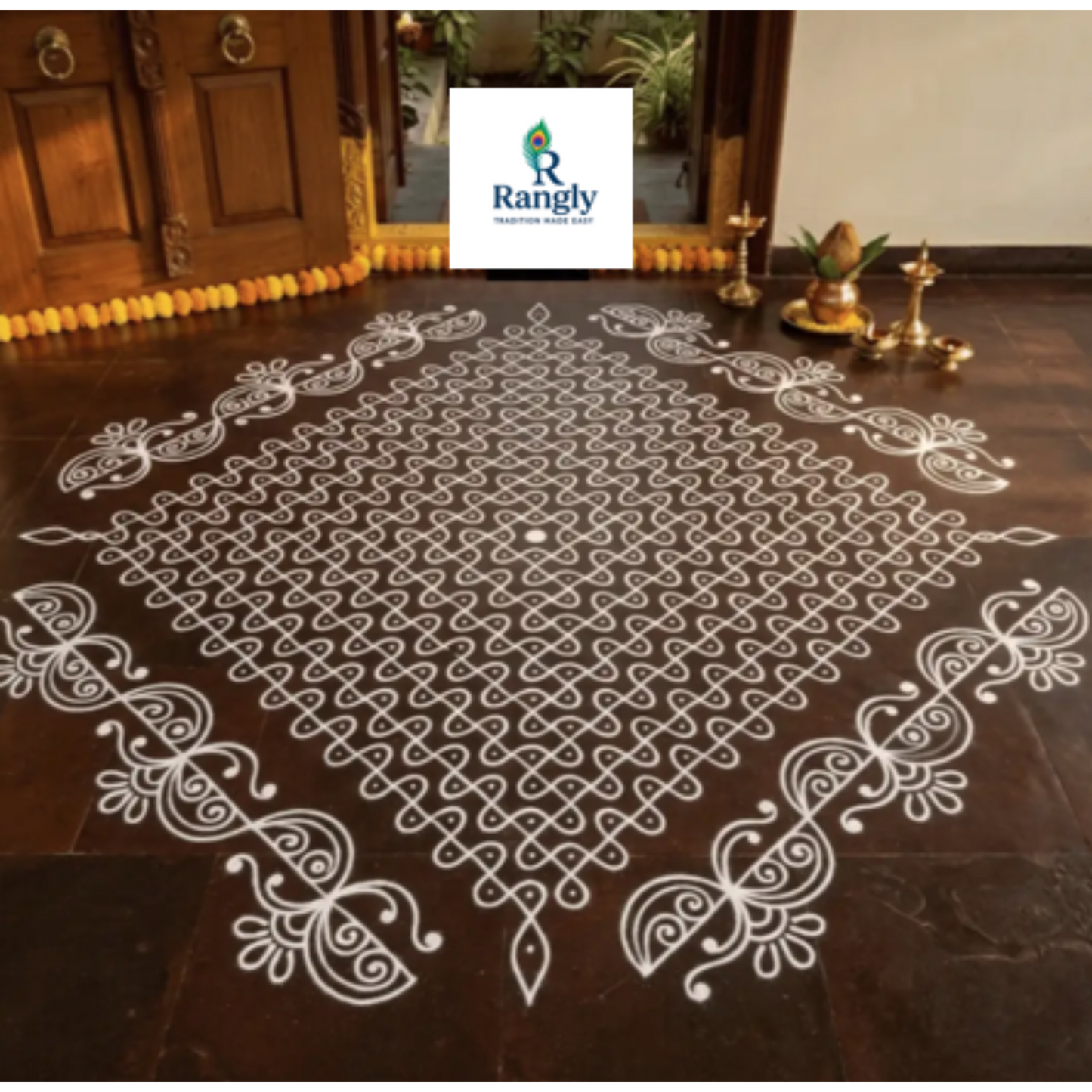 Biggest Diamond Pulli Kolam Stencil : 40 Inch:WJ4006 : Rangly Yantra