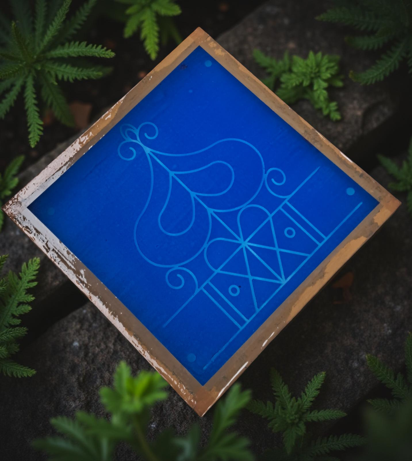 Rangly Ashwatha Mandala Model 3 Yantra Rangoli Stencil Wooden 10x10 Inches Pack of 1 piece