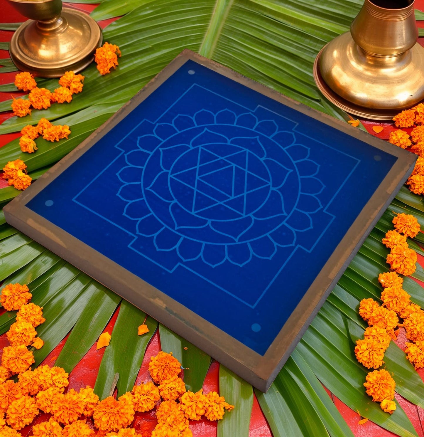 Rangly Surya Mandala Yantra 4 Rangoli Stencil Wooden 13x13 Inches Pack of 1 piece
