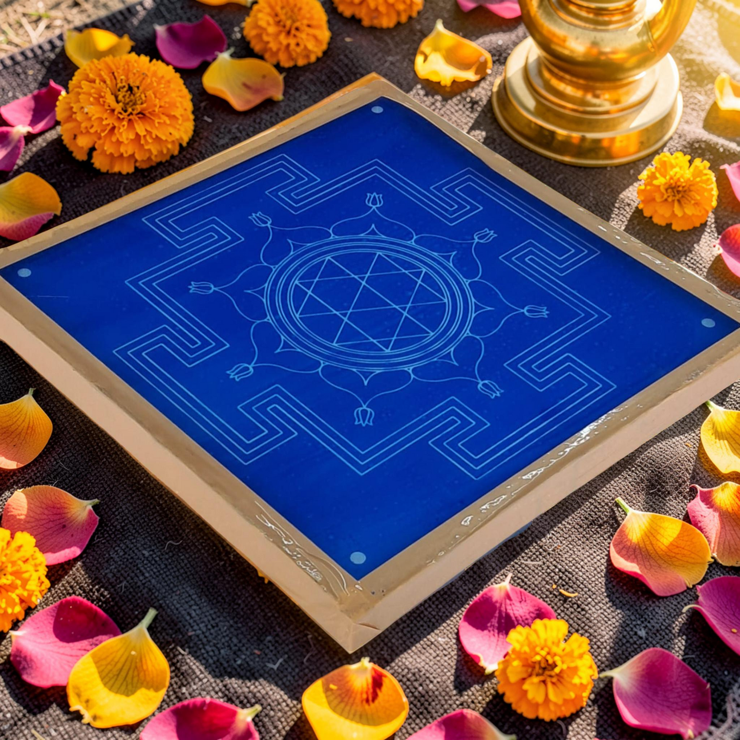 Rangly Durga Mandala Yantra Rangoli Design Stencil Wooden 13x13 Inches Pack of 1 piece