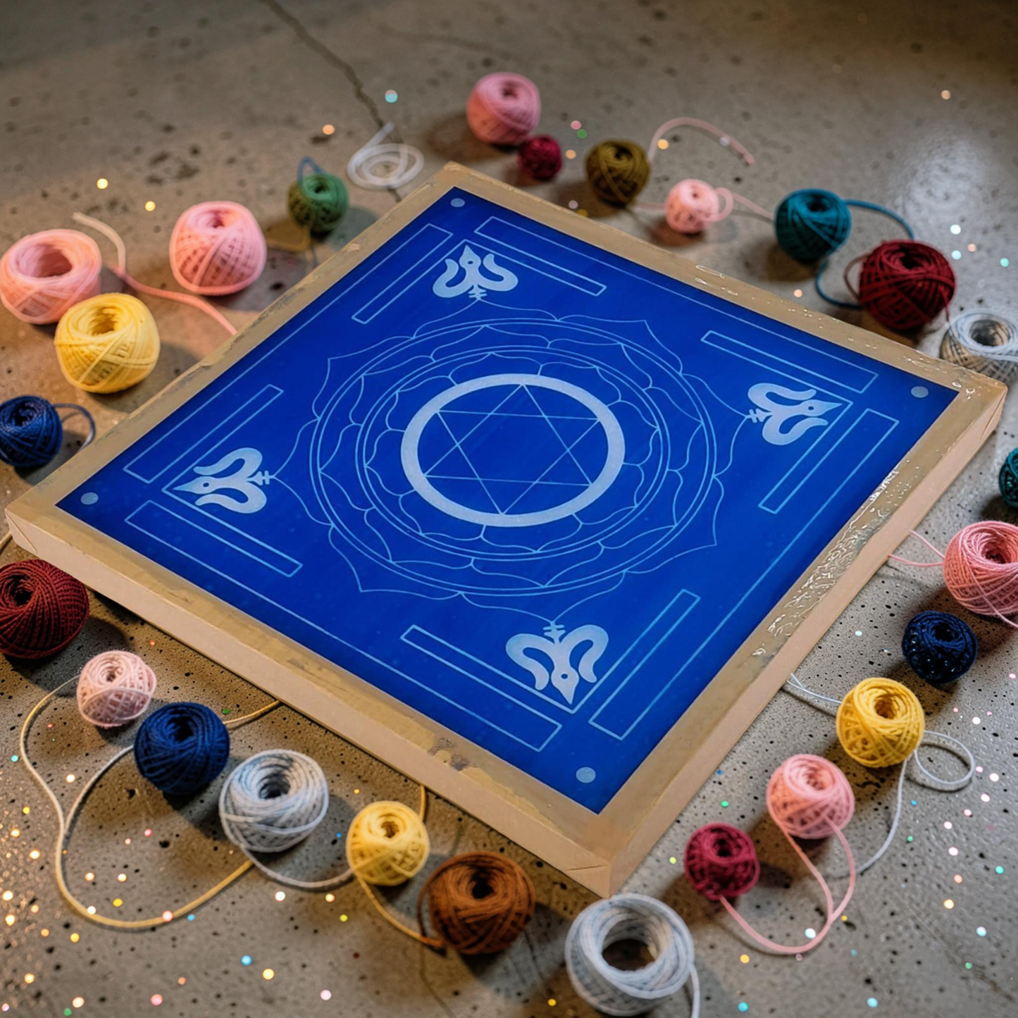 Rangly Jumbo Maha Mrityunjaya Yantra Rangoli Design Stencil Wooden 16x16 Inches Pack of 1 piece