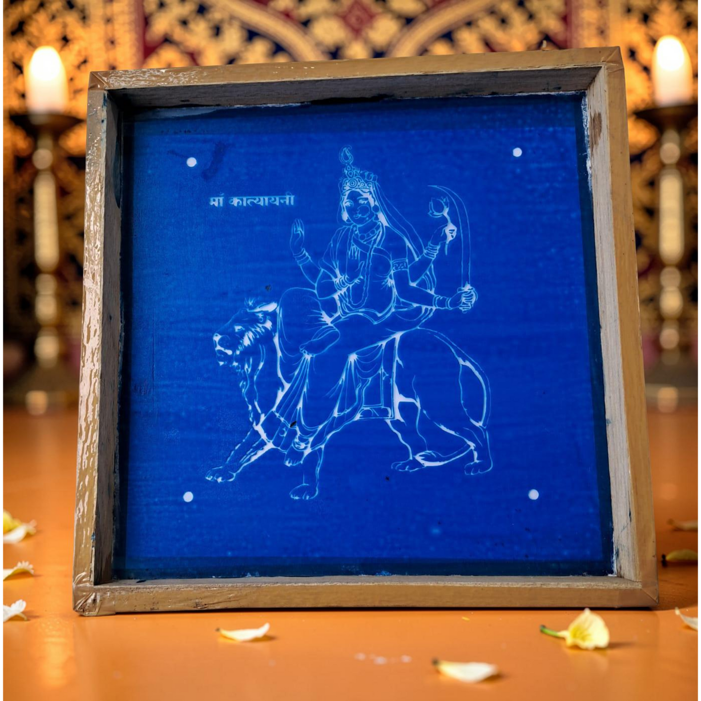 Rangly ''மா காத்யாயனி'' ரங்கோலி டிசைன் ஸ்டென்சில் மரத்தினால் ஆனது 10x10 இன்சஸ் 1 பீஸ் கொண்ட பேக்