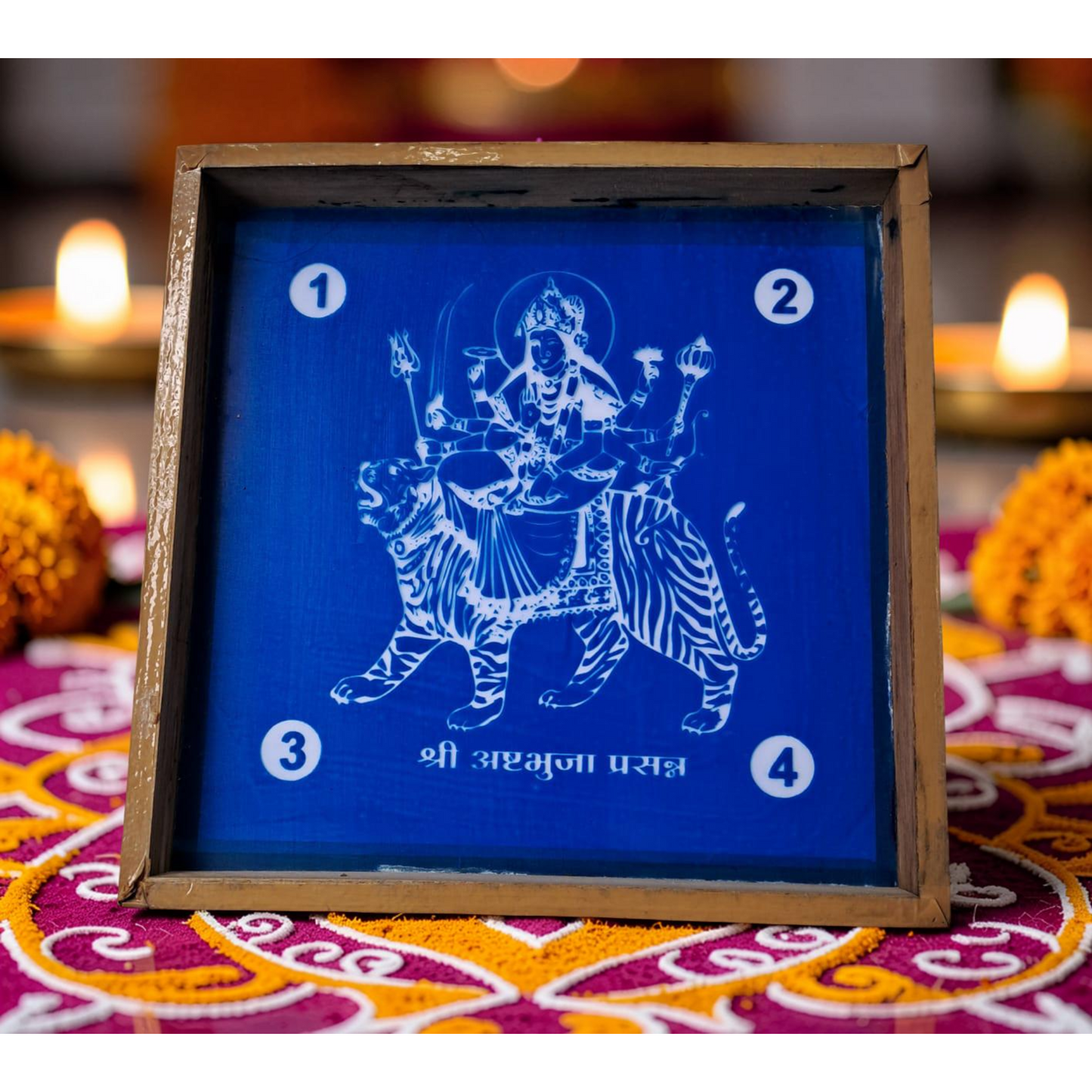 ரங்லி ஸ்ரீ அஷ்டபுஜ ரங்கோலி டிசைன் ஸ்டென்சில் மரத்தால் ஆனது 10x10 அங்குலங்கள் 1 துண்டு பேக்