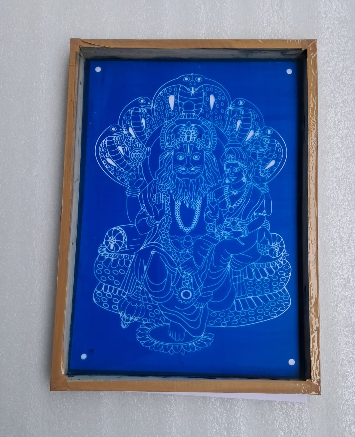 Rangly "Lakshmi narasimhar " Rangoli Design Stencil Wooden 15x11 Inches Pack of 1 piece