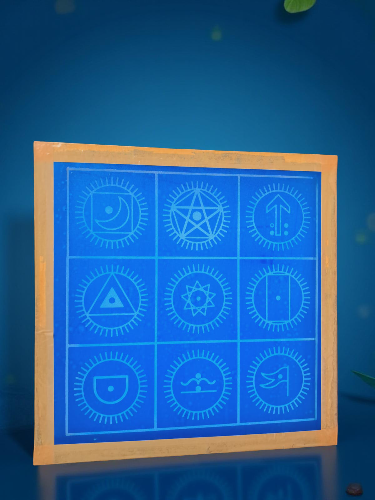 Rangly Navagraha Mandala Yantra Rangoli Stencil Wooden 10x10 Inches Pack of 1 piece