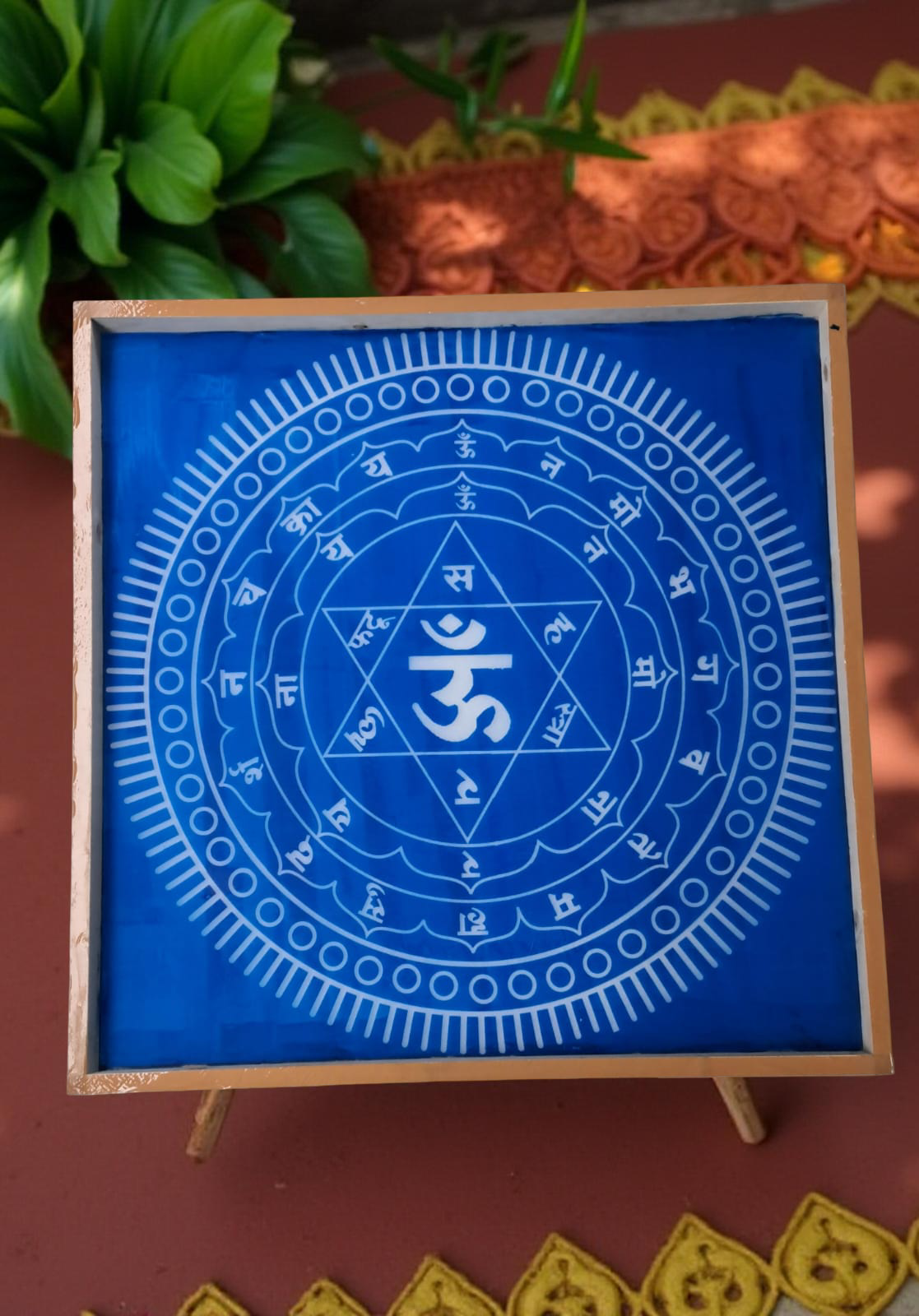 Rangly Jumbo Sudarshana Mandala Yantra Rangoli Stencil Wooden 30x30 Inches Pack of 1 piece