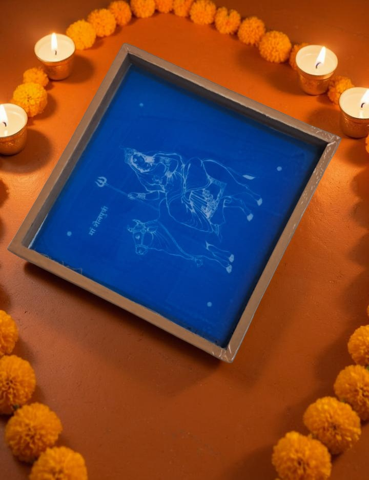 Rangly Shivalingam with flowers Model 7 Rangoli Stencil Wooden 10×10 inches Pack of 1 Piece