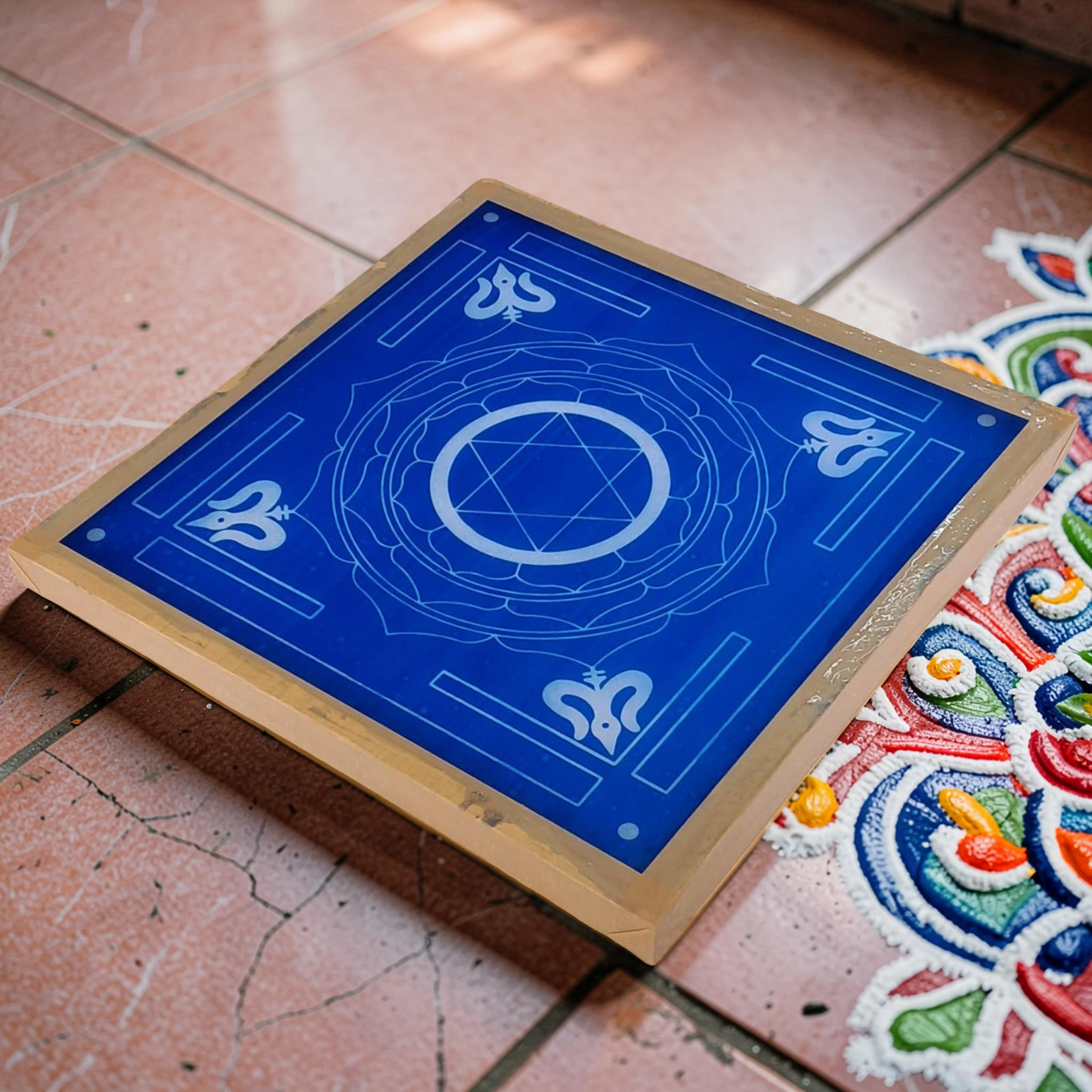 Rangly Jumbo Maha Mrityunjaya Yantra Rangoli Design Stencil Wooden 24x24 Inches Pack of 1 piece