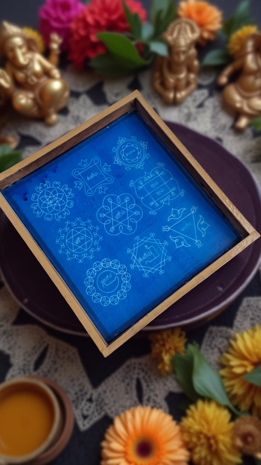 Rangly Navagraha mandala model 1 Yantra Rangoli Stencil Wooden 10x10 Inches Pack of 1 piece