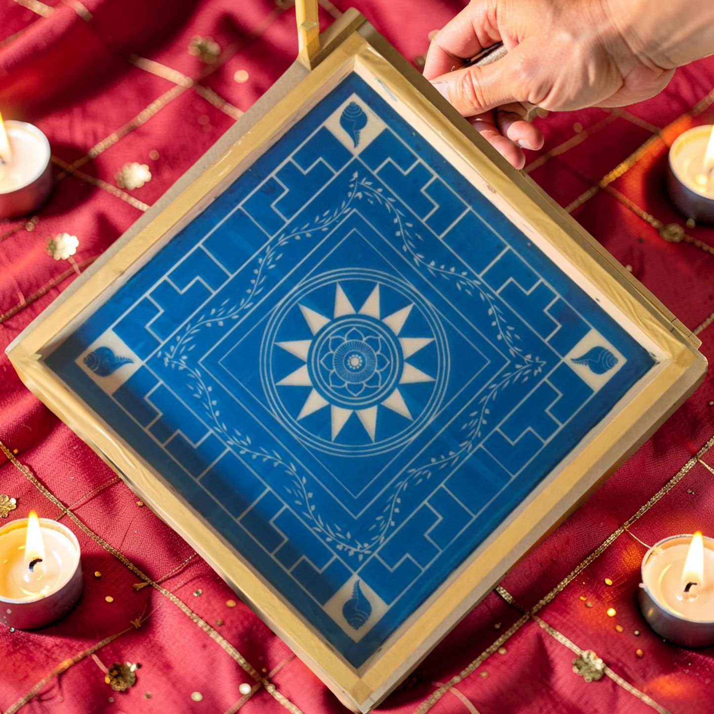 Rangly Jumbo Chakramandala Yantra Rangoli Design Stencil Wooden 30x30 Inches Pack of 1 piece