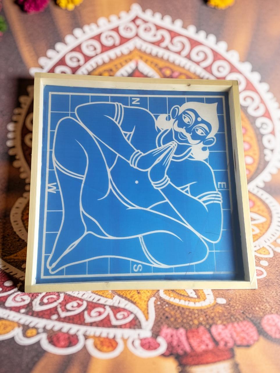 Rangly Jumbo Vastu Purusha Model 2Yantra Rangoli Design Stencil Wooden 30x30 Inches Pack of 1 piece