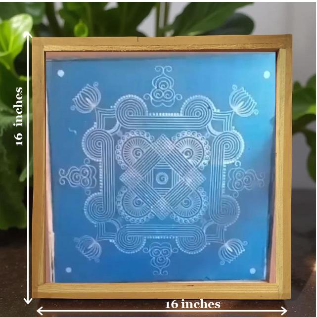 Rangly Jumbo Floral Design Rangoli Stencil Wooden 16*16 Inches Pack of 1 piece