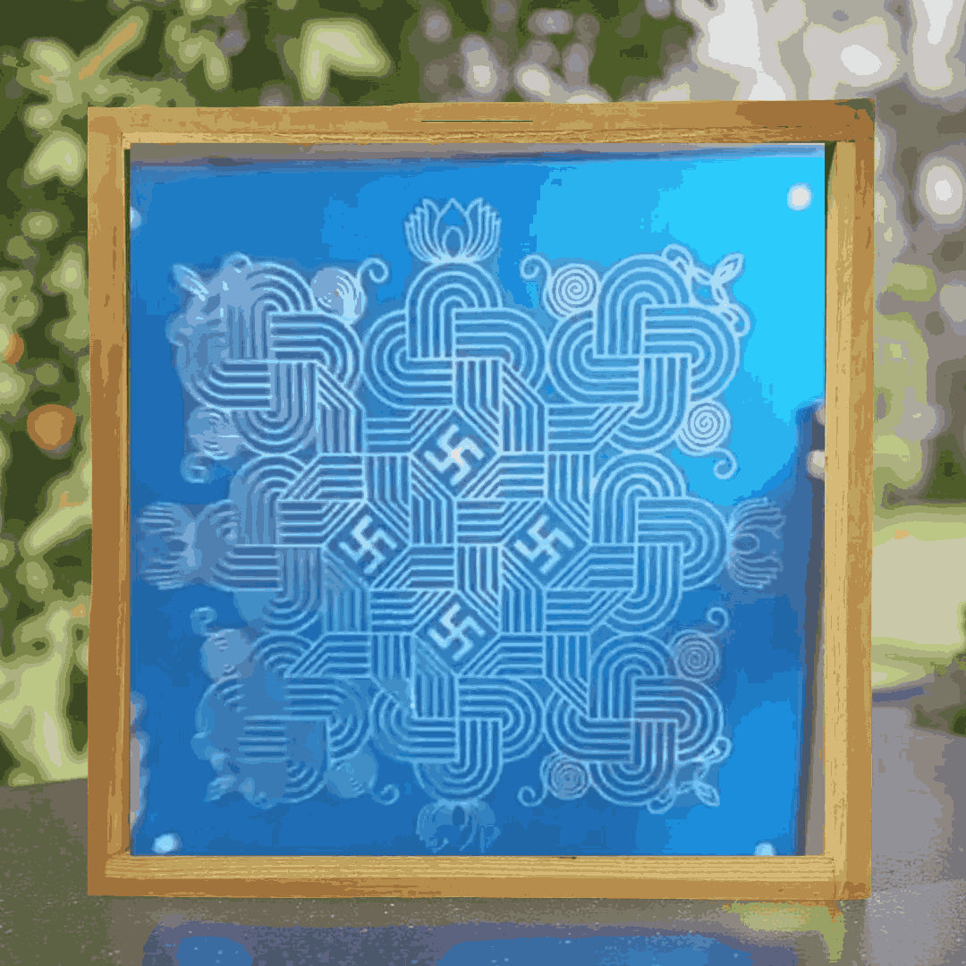 Rangly Jumbo Swasthik Design Rangoli Stencil Wooden 16*16 Inches Pack of 1 piece