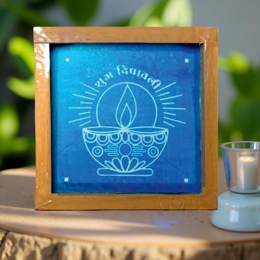 Rangly Diya Rangoli Stencil Wooden 5*5 Inches Pack of 1 piece