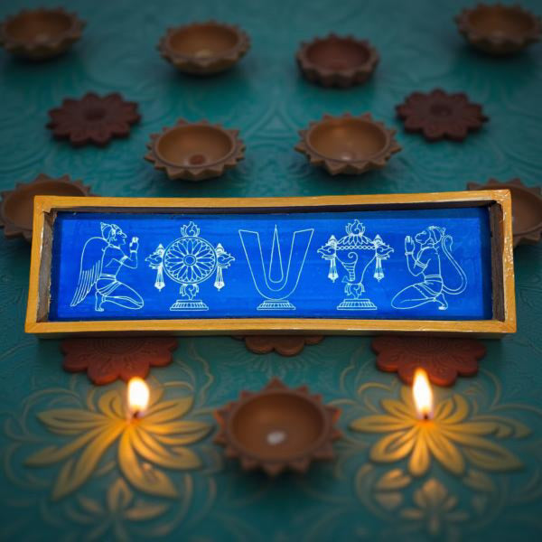 Shankh Chakra Namah Hanuman and Garuda Border Wooden17x5 Inches Pack of 1 Piece