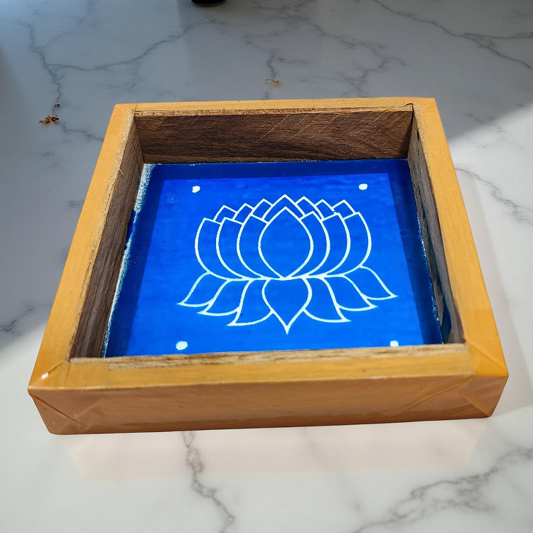 Rangly Lotus  Rangoli Stencil  Wooden 5x5 Inches  Pack of 1 Piece