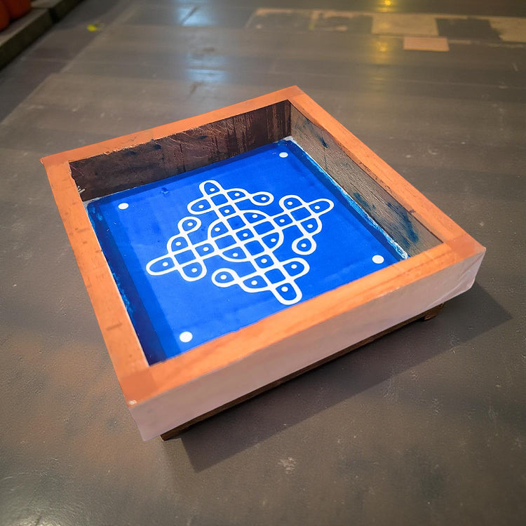 Rangly Kambi Kolam Rangoli Stencil Wooden, 5 × 5 Inches Pack of 1 Piece