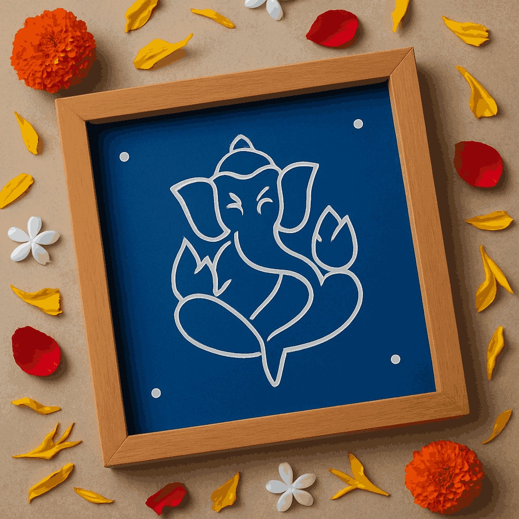 Rangly Ganesh Rangoli Stencil Wooden 5×5 Inches Pack of 1 piece