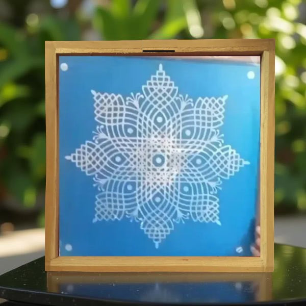 Rangly Jumbo Star Floral Rangoli Stencil Wooden 16*16 Inches Pack of 1 piece