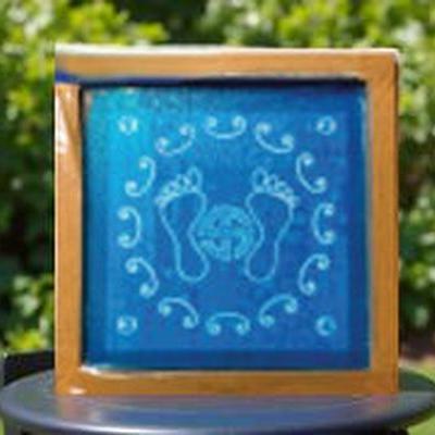 Rangly Feet with Design Rangoli Stencil Wooden 5*5 Inches Pack of 1 piece