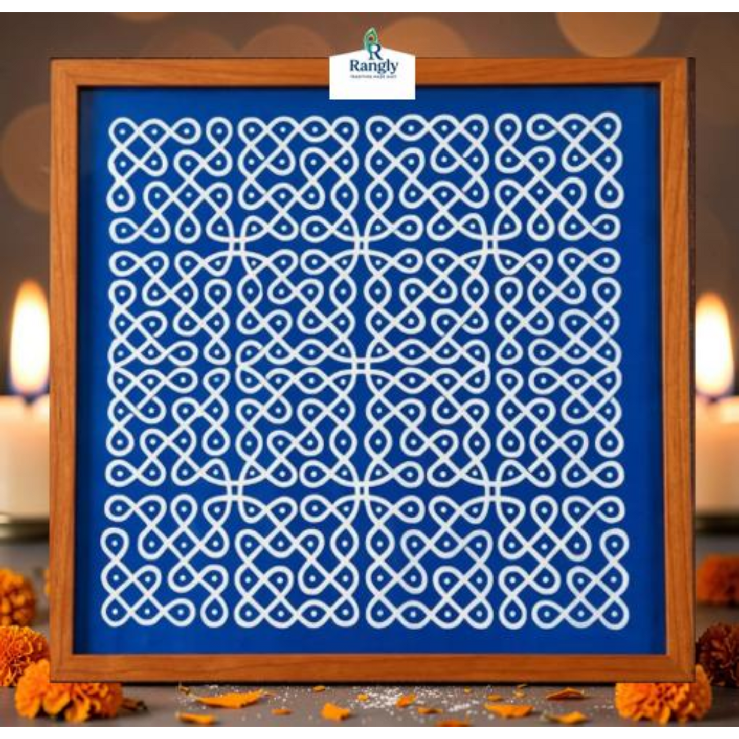 Rangly Chikku Kolam Stencil Wooden Pack of 1 piece -WJ2014