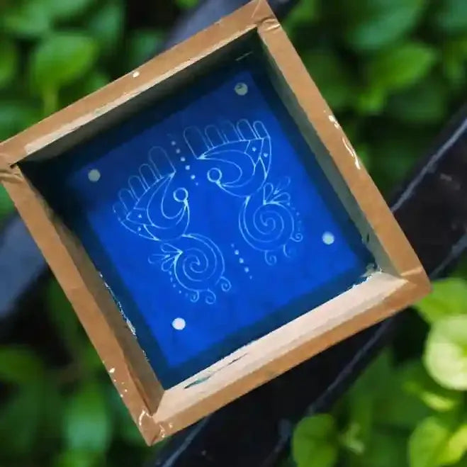 Rangly Laxmi Paul Rangoli Stencil Wooden 5*5 Inches Pack of 1 piece