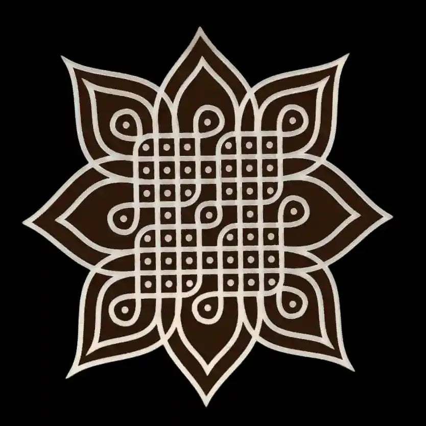 Rangly Kambi Kolam Model 7 Rangoli Stencil Wooden 10x10 Inches Pack of 1 Piece
