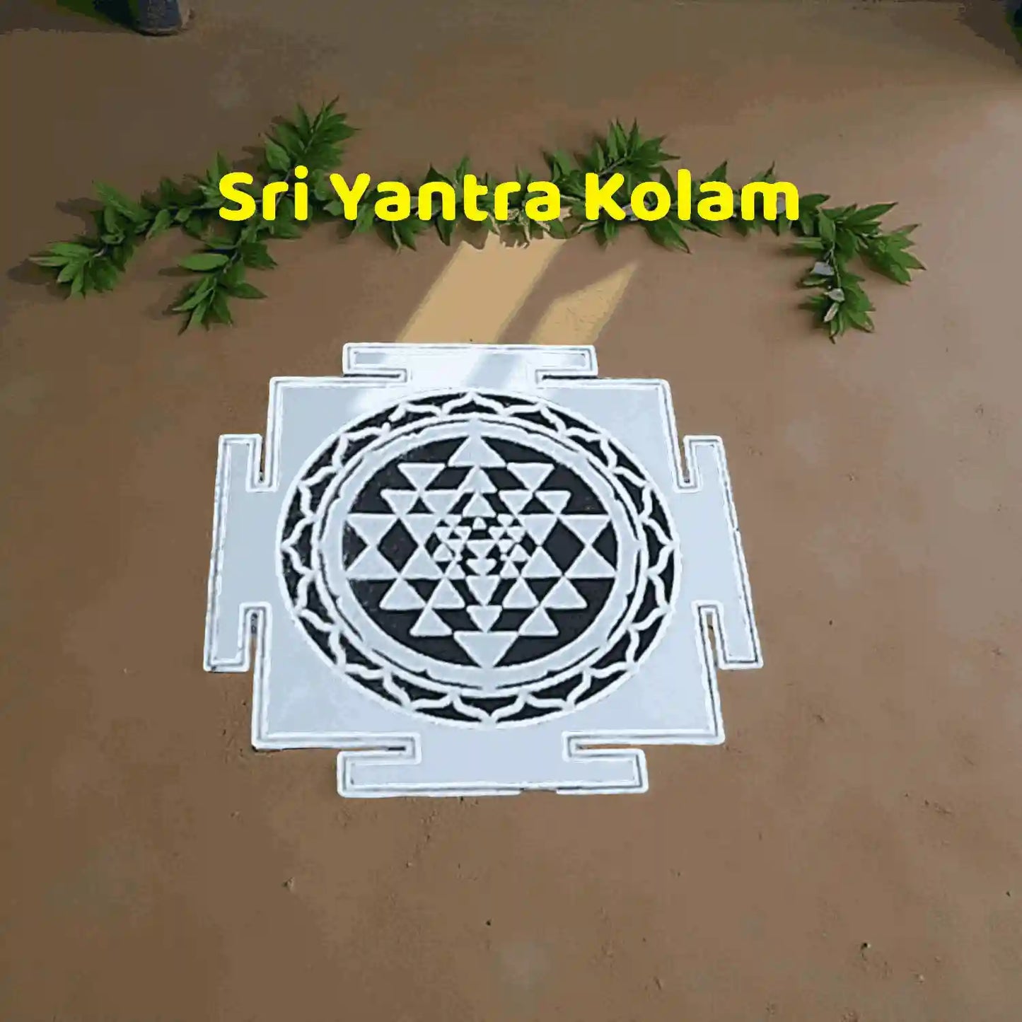Rangly Sri Yantra Rangoli Stencil Wooden 5*5 Inches Pack of 1 piece