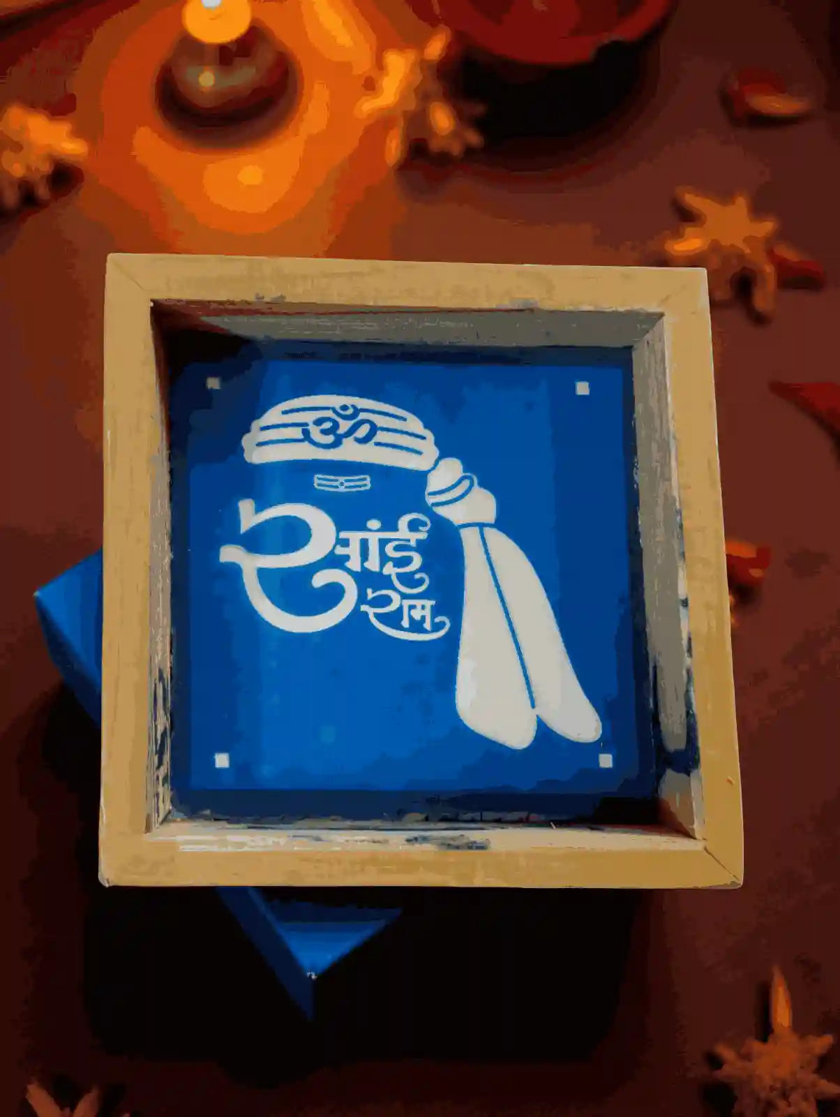 Rangly Sai Symbol Rangoli Stencil Wooden 5*5 Inches Pack of 1 piece