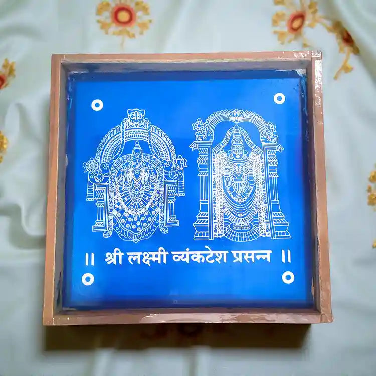 Rangly Sri Lakshmi Venkateshwara Rangoli Stencil Wooden 10x10 Inches Pack of 1 Piece