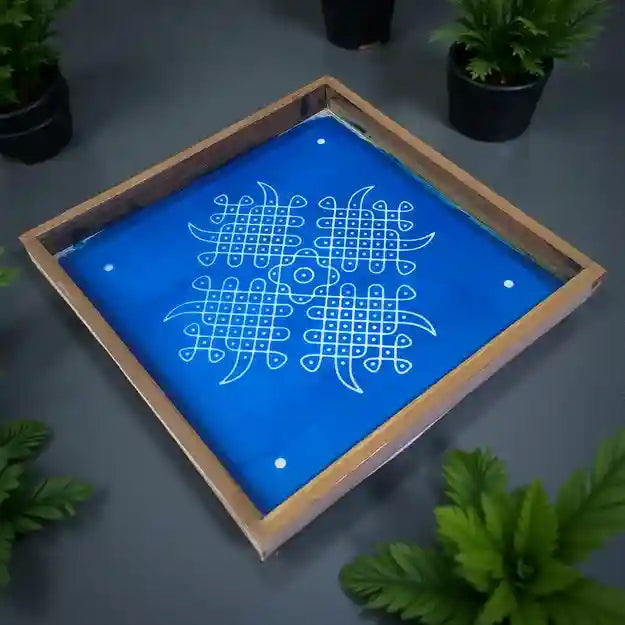 Rangly Kambi Kolam Model 1 Rangoli Stencil Wooden 10x10 Inches Pack of 1 Piece