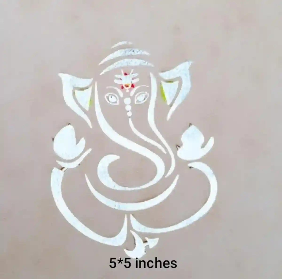 Rangly Ganesha Rangoli Stencil Wooden 5*5 Inches Pack of 1 Piece