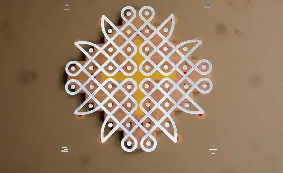 Rangly Kambi Kolam Model 6 Rangoli Stencil Wooden 10x10 Inches  Pack of 1 Piece