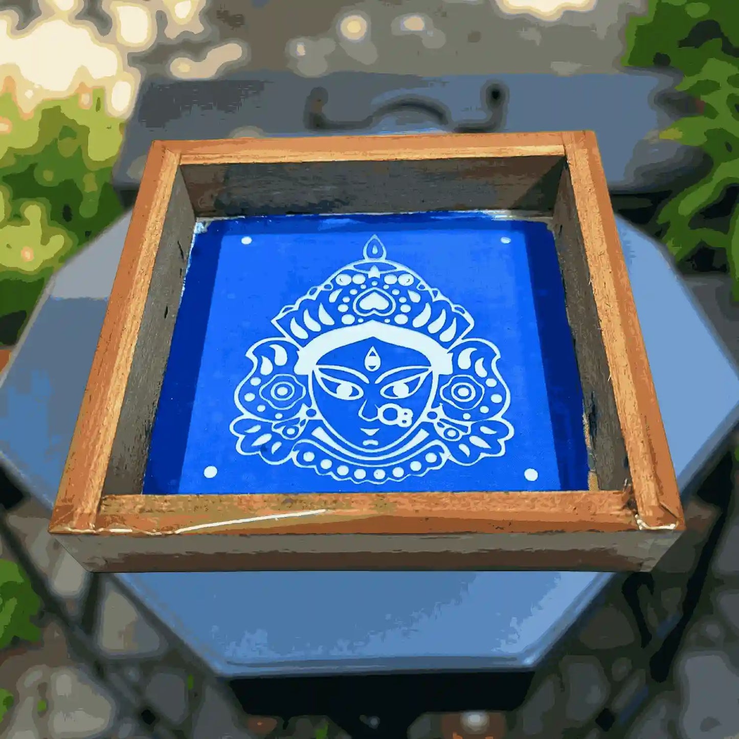 Rangly Maa Durga Rangoli Stencil Wooden 5*5 Inches Pack of 1 piece