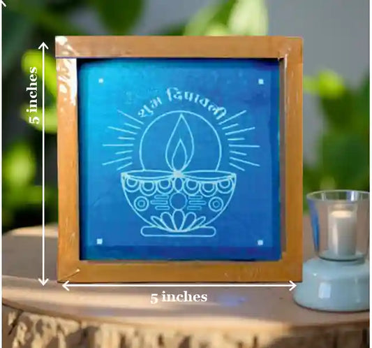 Rangly Diya Rangoli Stencil Wooden 5*5 Inches Pack of 1 piece