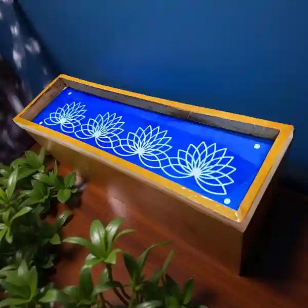 Rangly Lotus Padmam Border Rangoli Stencils Wooden 17x5 Inches  Pack of 1 Piece